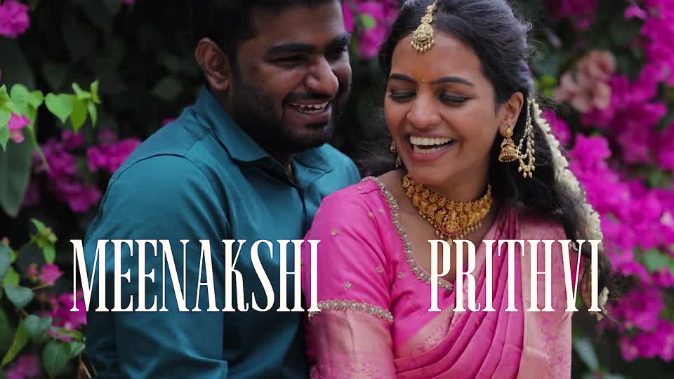 Meenakshi and Prithvi smiling together during their celebration